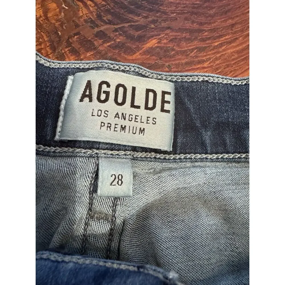 AGOLDE Sophie High Rise Crop Skinny Raw Hem Indigo Jeans Size 28 - Picture 5 of 9